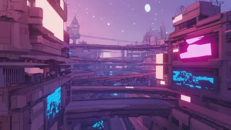 futuristic cityscape at night