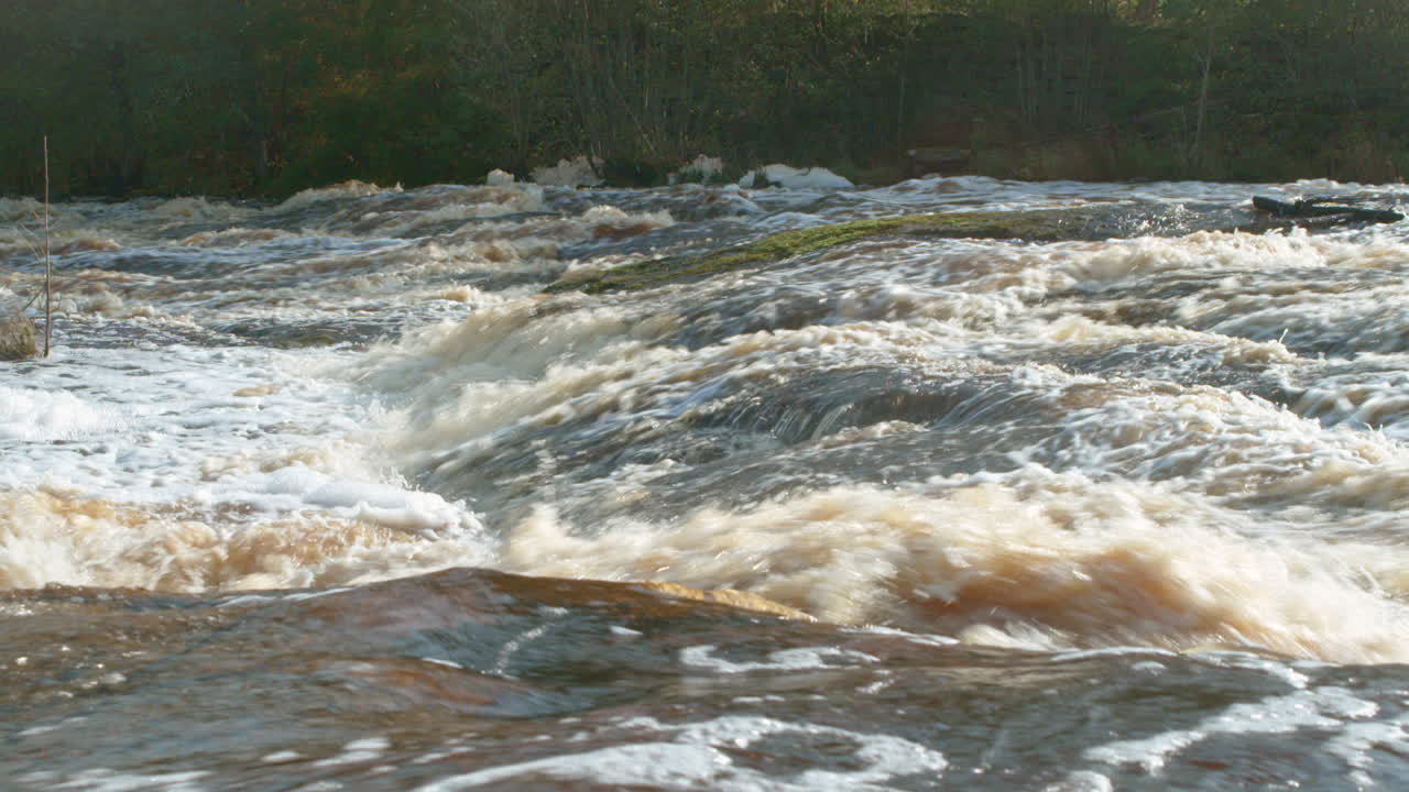 Old powerplant waterfall stream Close-up