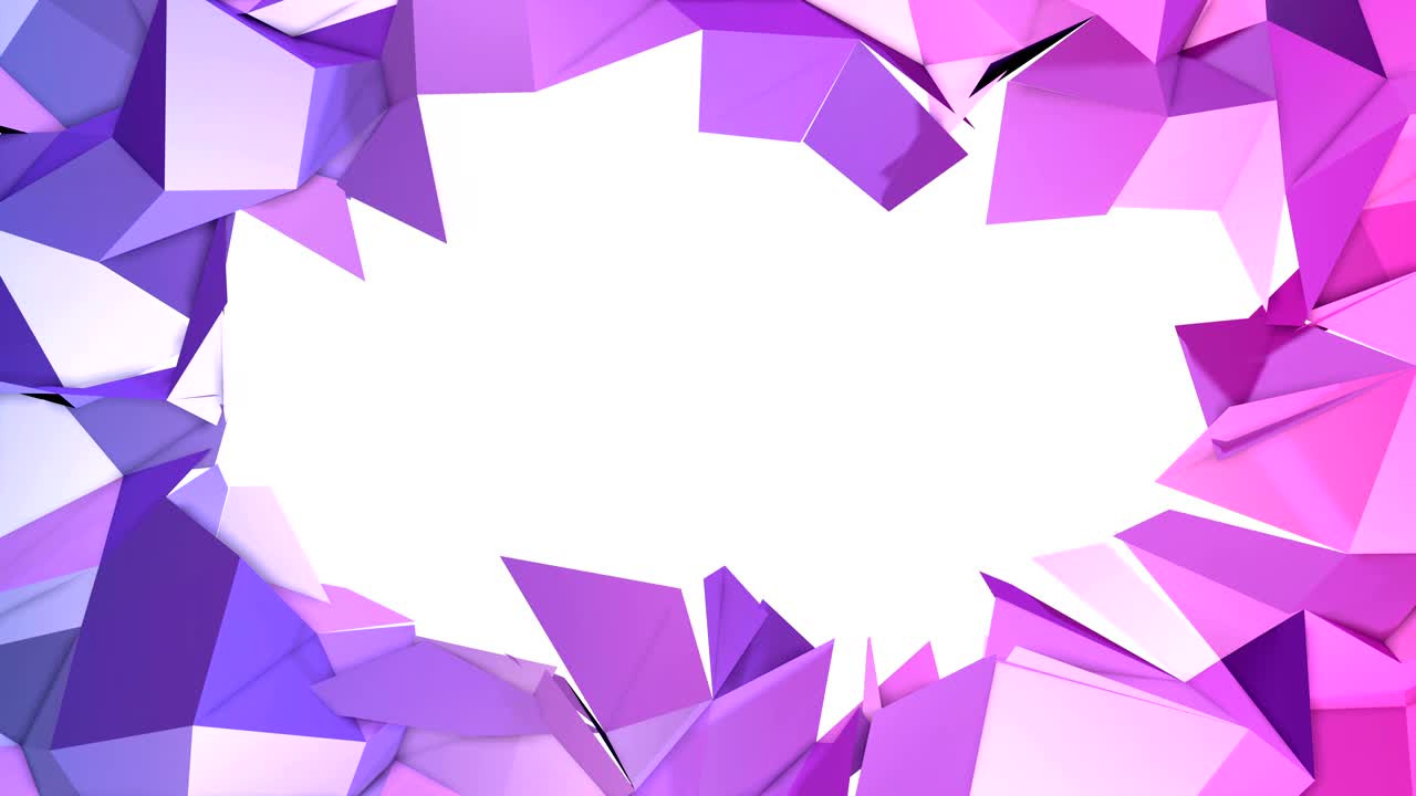 4k low poly background animation in loop. Seamless 3d animation in modern geometric low poly style with gradient colors. Creative simple background. V6 violet blue plane with copy space