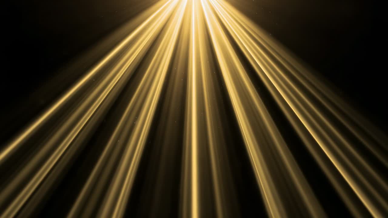 Bursts of golden light rays emerging at top center, expanding downward within void, forming columns