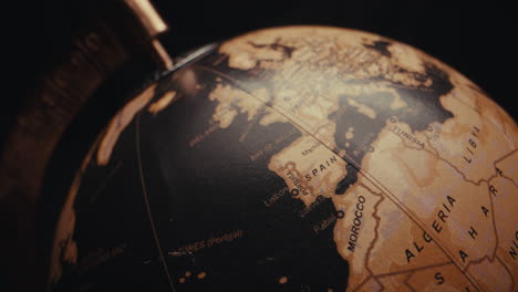 close-up of a spinning vintage globe