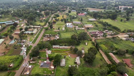 city scape of loitokitok village of kenya with the wireless communication towers