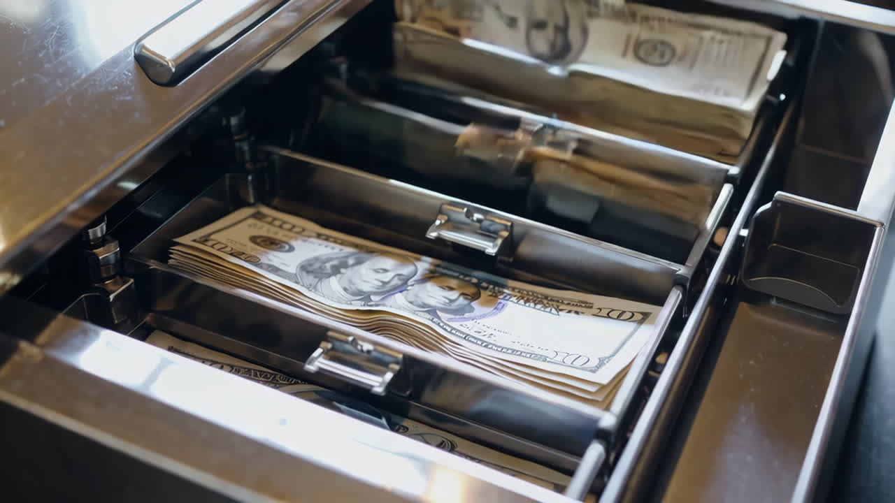 Cash Drawer with US Dollar Bills