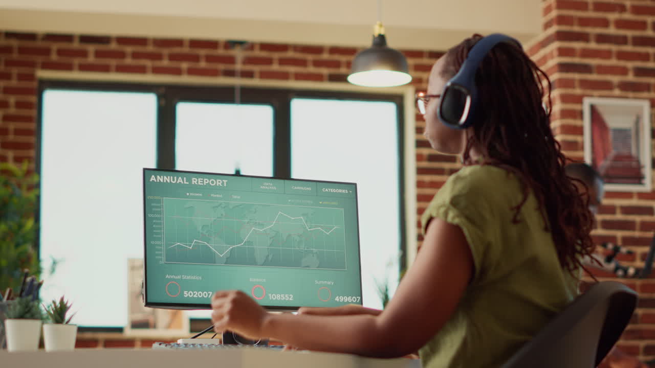 Accounting manager analyzing financial data report on diagrams