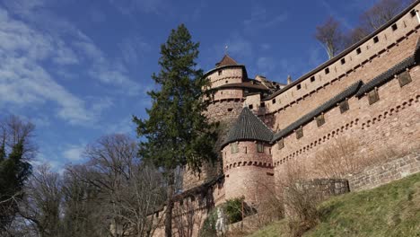 view of the exterior of the old historical castle, alsace, one of the main historical places of france