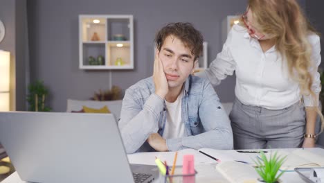 stressed teenager has trouble studying.