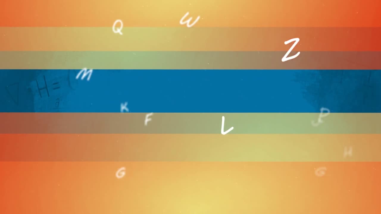 Animazione di lettere e linee su sfondo blu