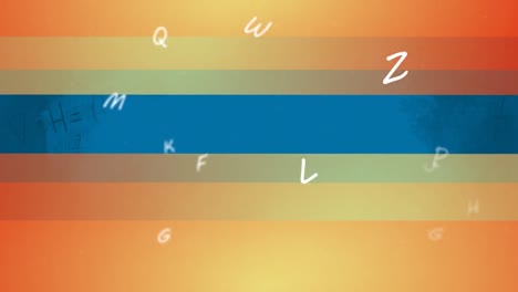 animation of letters and lines on blue background