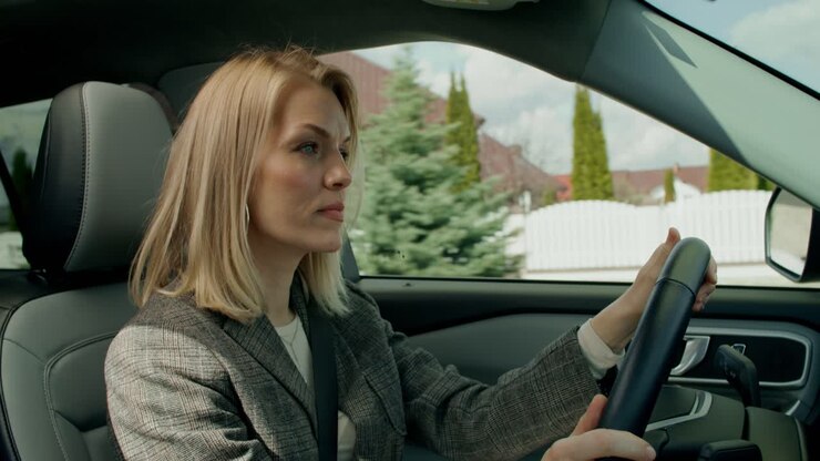 Donna guida auto