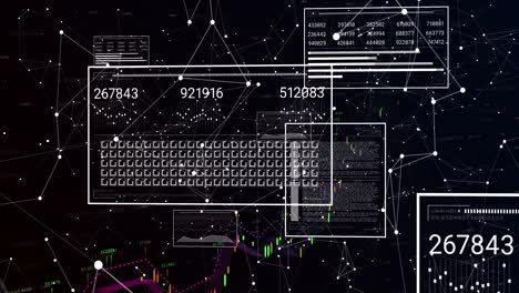 animation of financial data processing over dark background