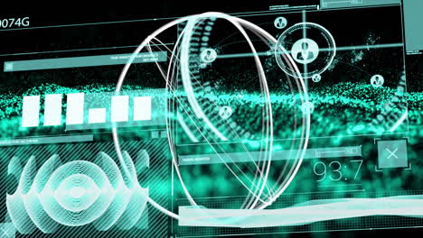 animation of futuristic digital interface with abstract shapes and data in school