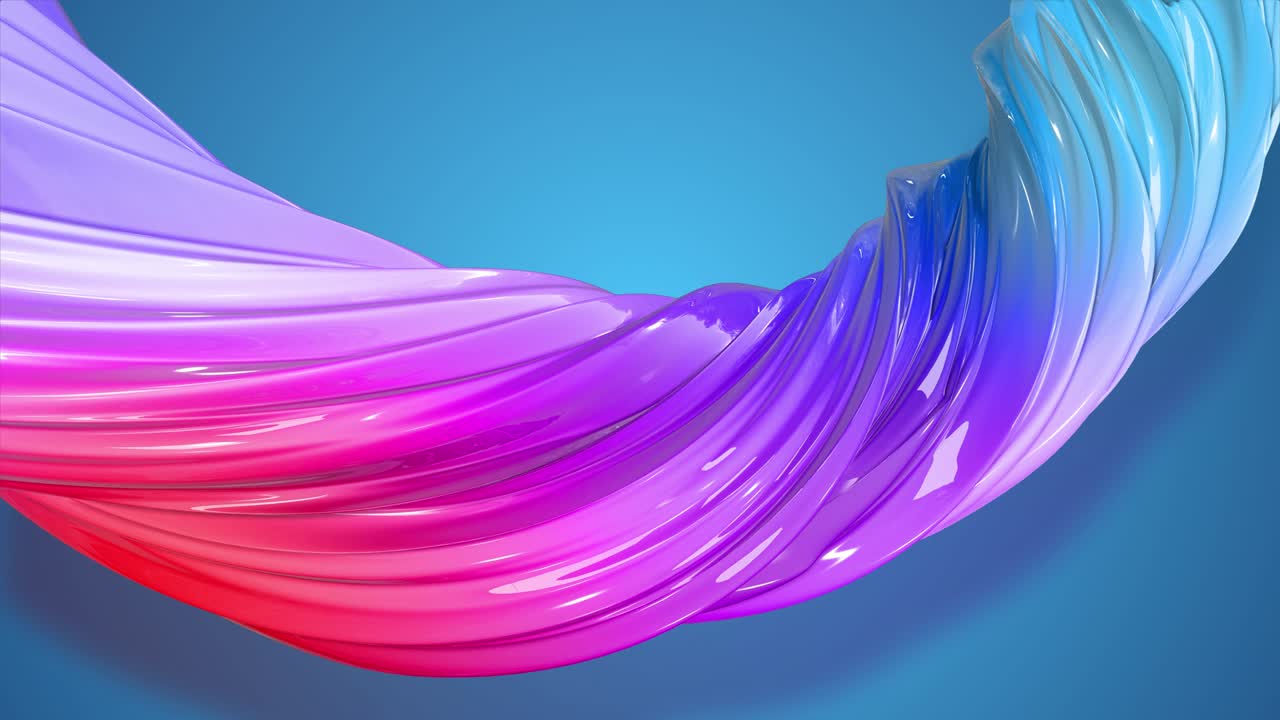 Paint flow moves in a circle. Abstract colorful creative background with stream of mixed oil paints that form a ribbon of gradient red blue colors. looped 3d animation in 4k