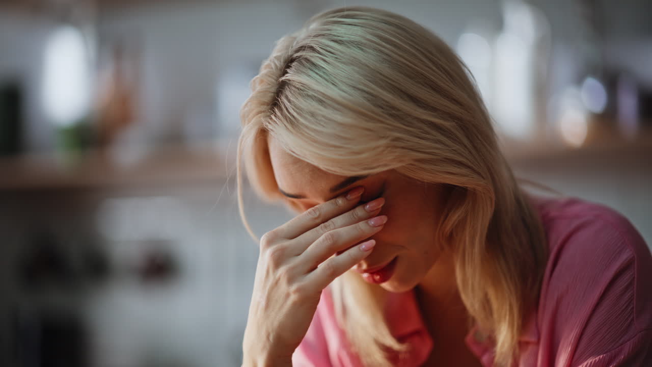 Woman loser reacting fail looking laptop cuisine portrait. Girl making facepalm