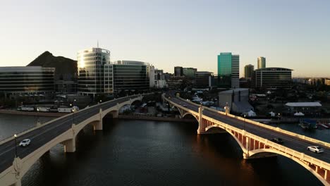 drone shot over the salt river towards tempe, arizona