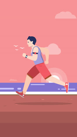 Man Running on the Beach at Sunset