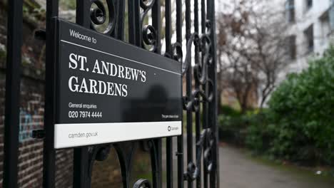 welcome to st andrews gardens, camden, london, united kingdom