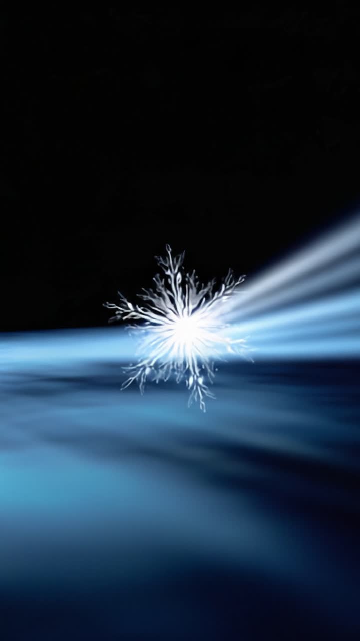Un'immagine ipnotizzante di un effetto a stella luminoso che emerge da tonalità blu profonde, creando un incantevole punto focale in una scena cosmica astratta