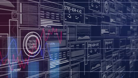 animación del procesamiento de datos financieros sobre un fondo negro