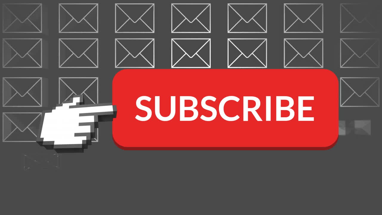 Subscribe button with pointing hand on social media