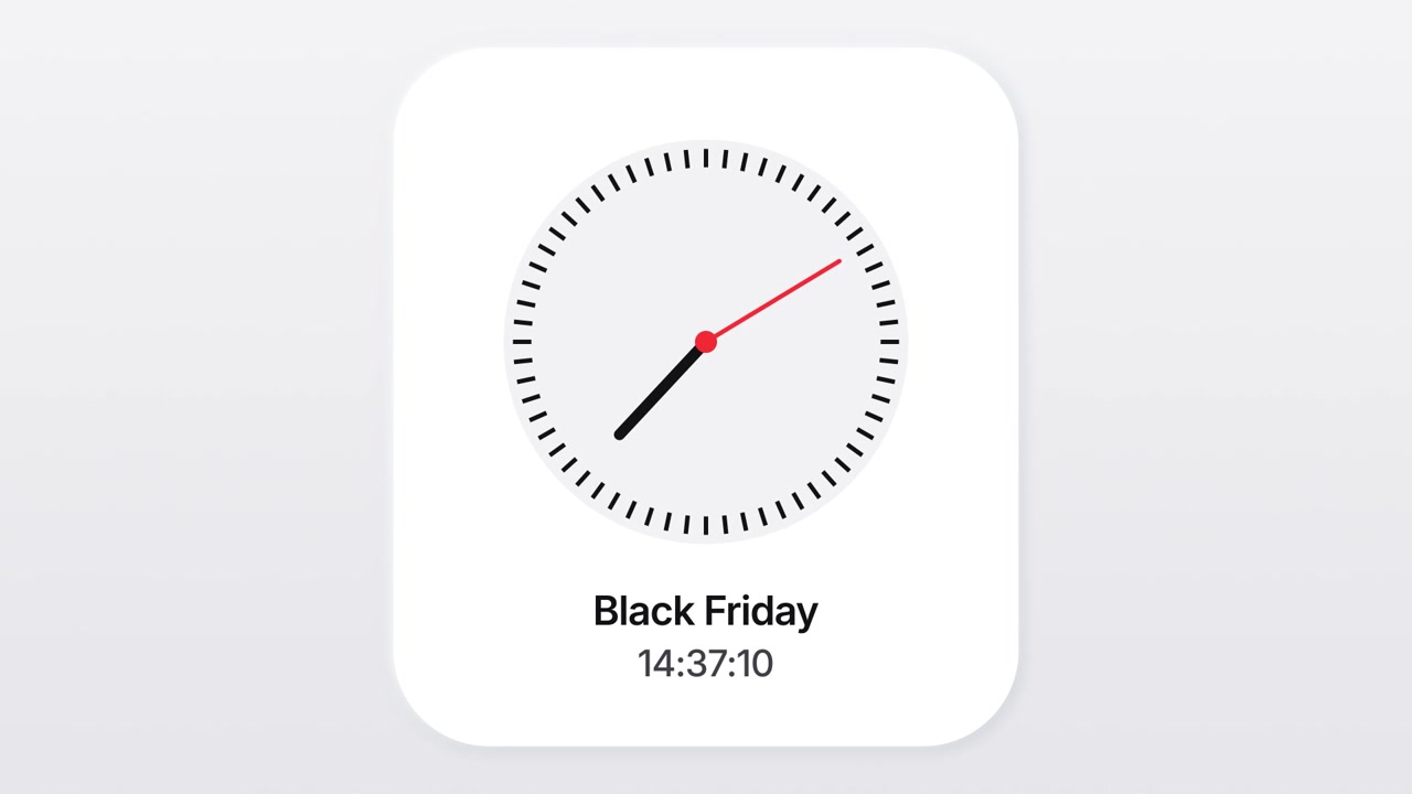 Minimalist Clock Animation Displaying Black Friday Countdown