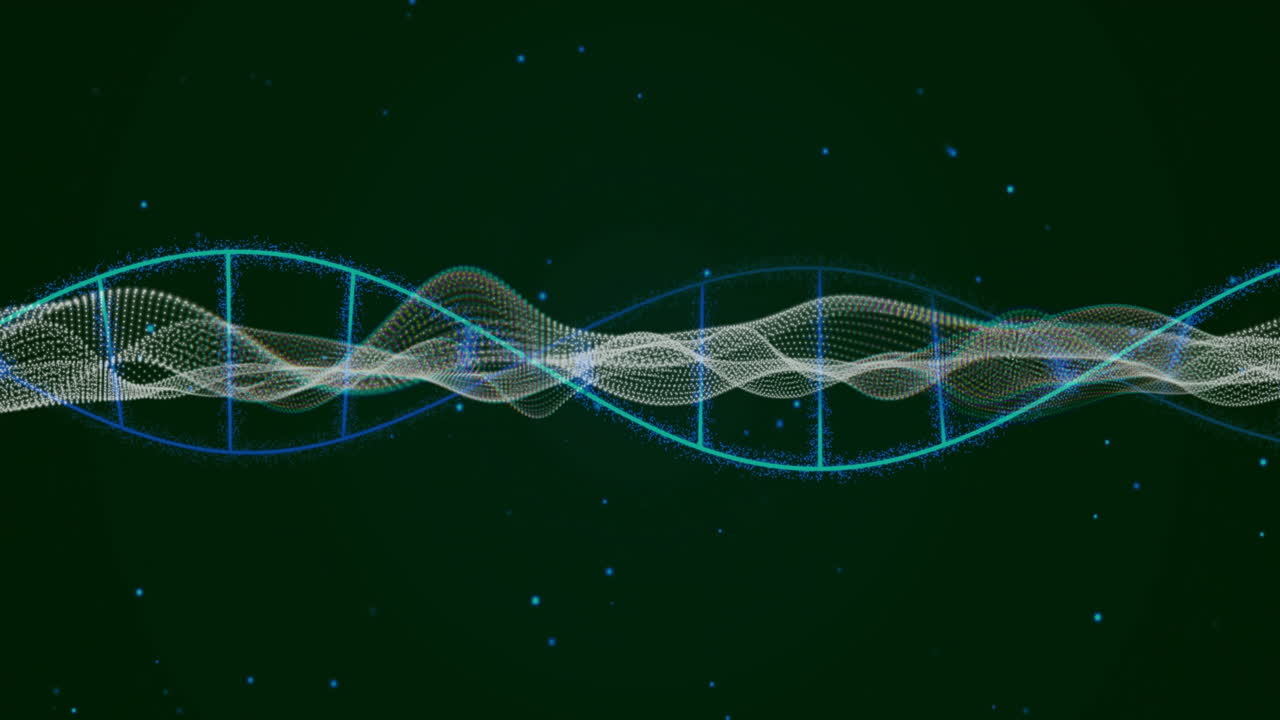 Animation of dna strand over white lines on black background