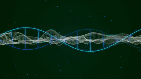 animation of dna strand over white lines on black background