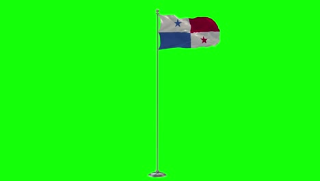 panama 3d illustration of the waving flag on a pole with chroma key