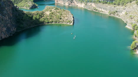 Aerial-view-high-over-Lago-De-Bolarque-Spain