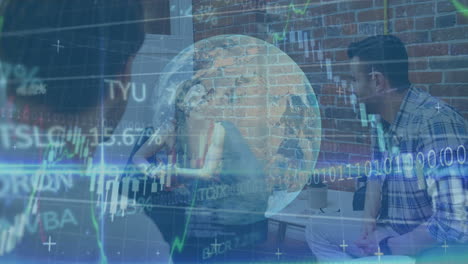 animación del procesamiento de datos financieros sobre las empresas personas