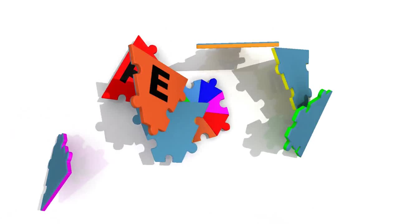 rompecabezas 3d que muestran en círculo la palabra trabajo en equipo