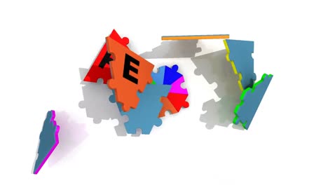 rompecabezas 3d que muestran en círculo la palabra trabajo en equipo