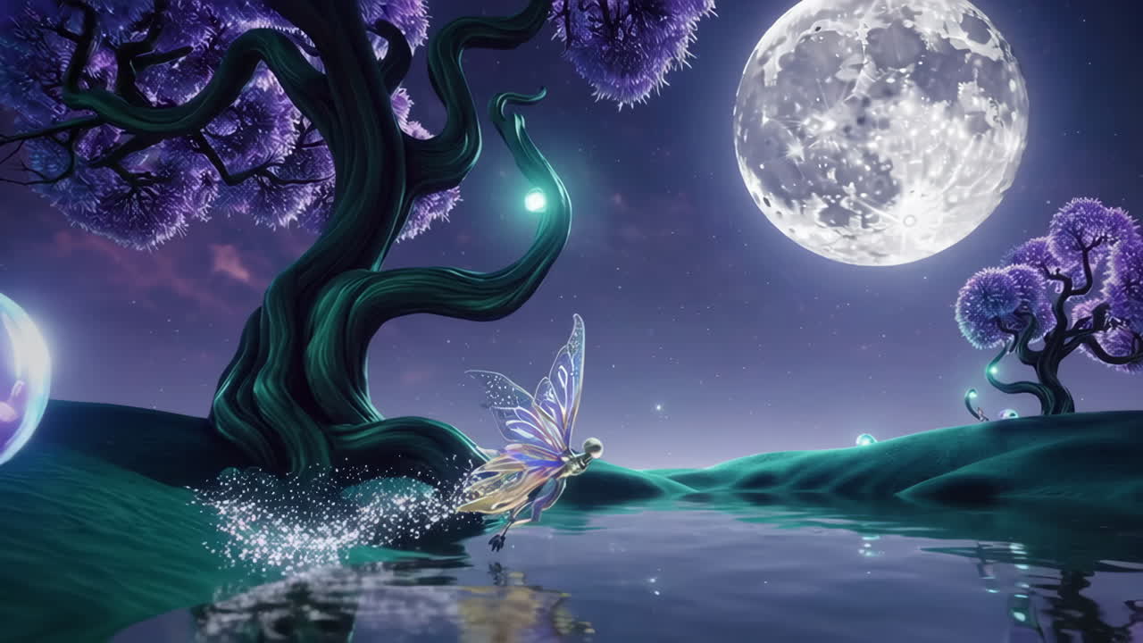 Enchanted Fairy Night: A Moonlit Fantasy Landscape