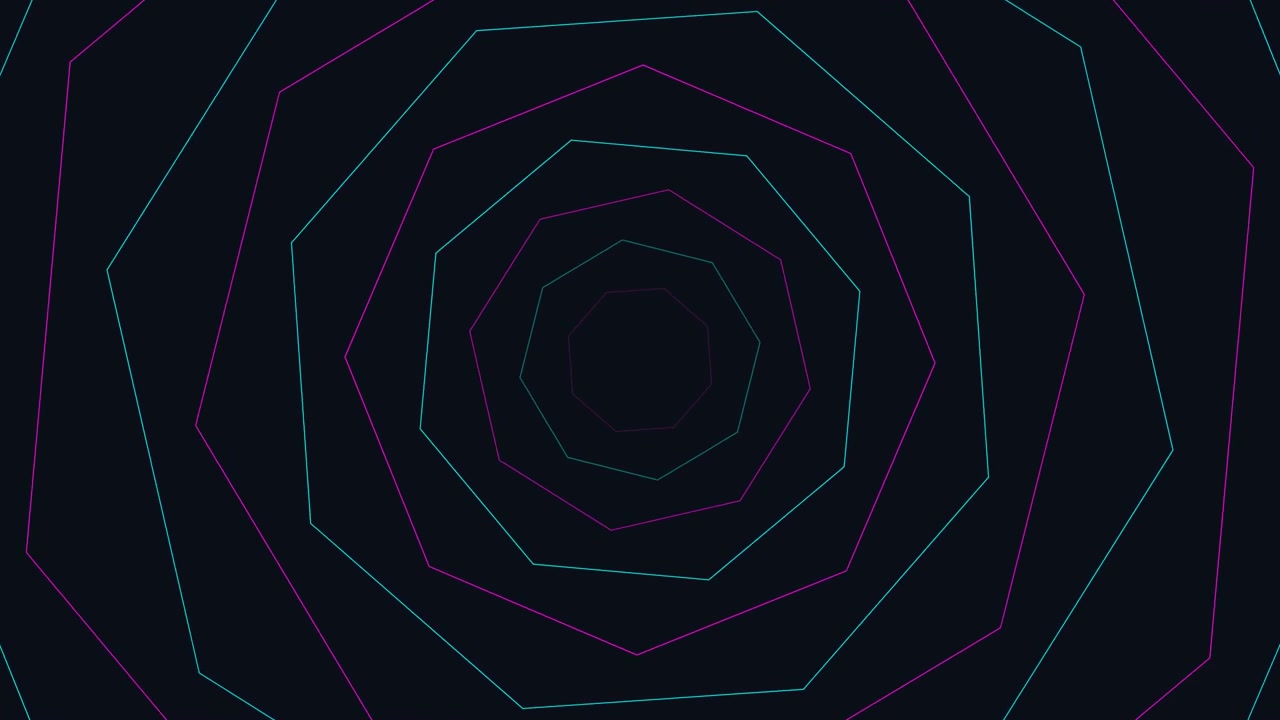 Abstrakt geometrisk tunnel av pulserande neonoktagner