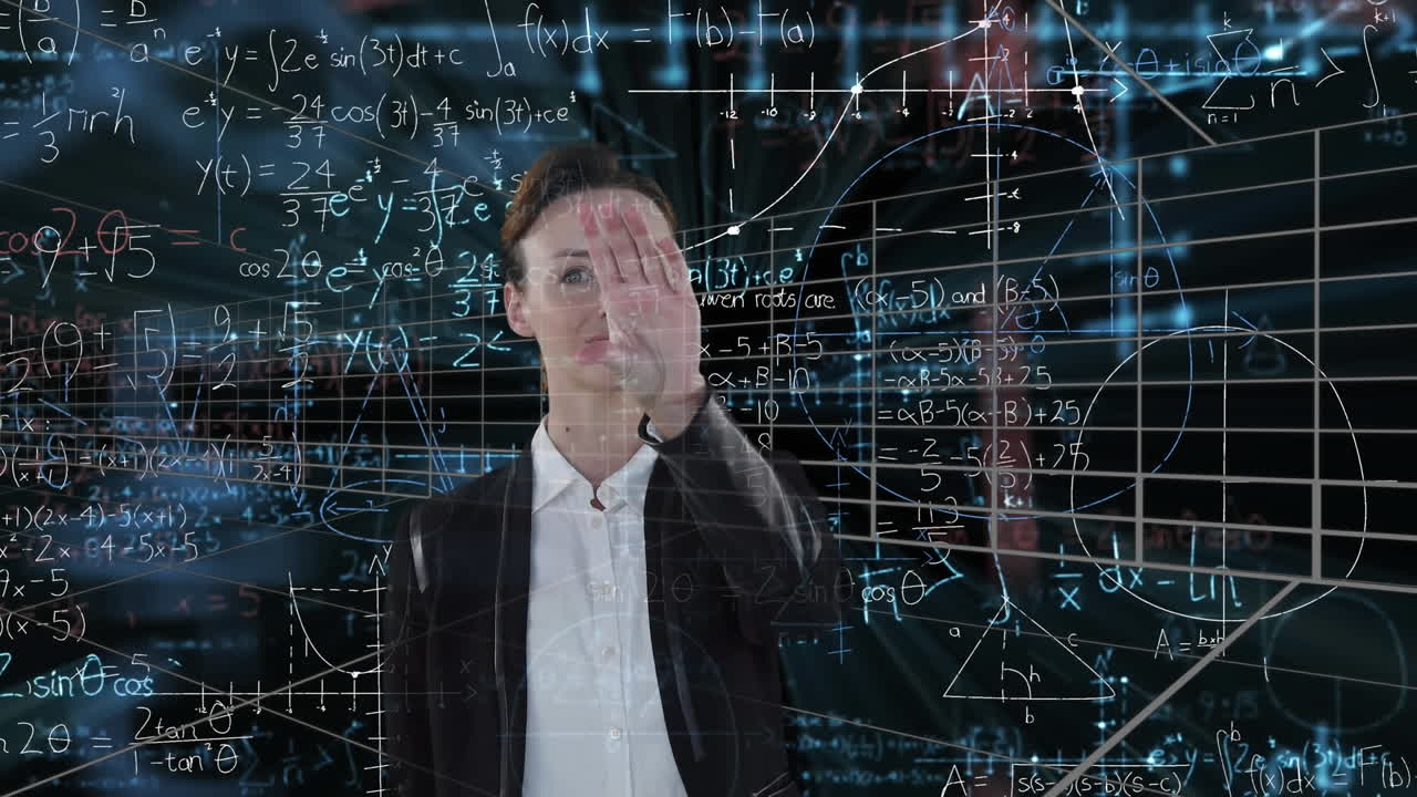수학적 데이터 처리에 대한 사업가의 애니메이션