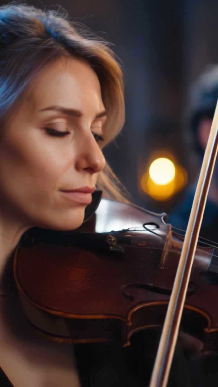 A Talented Violinist Captures the Essence of Musical Expression in an Enchanting Performance, Showcasing Skill and Passion in Each Note Played with Grace