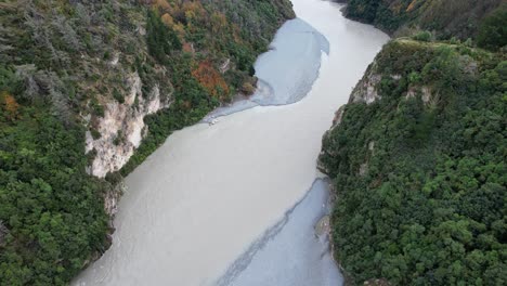rakaia gorge on the rakaia river in inland canterbury, new zealand's south island - aerial drone shot