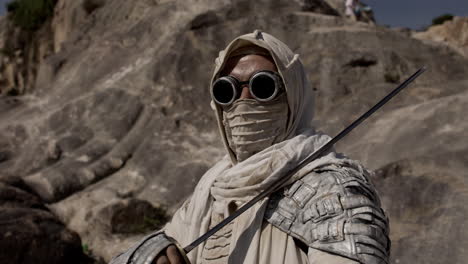 desert warrior in steampunk armor