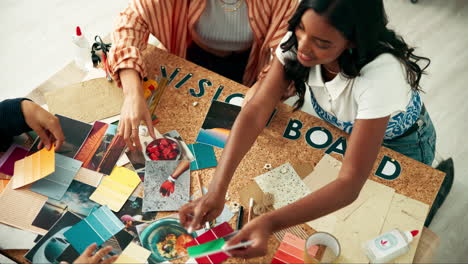 team brainstorming ideas with a mood board