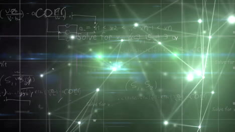 animation of network of connections over mathematical equations