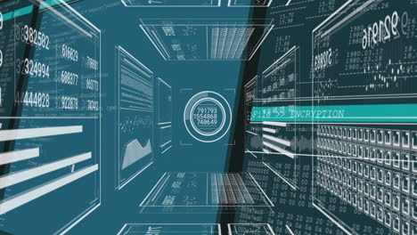 animación del procesamiento de datos y gráficos sobre fondo negro