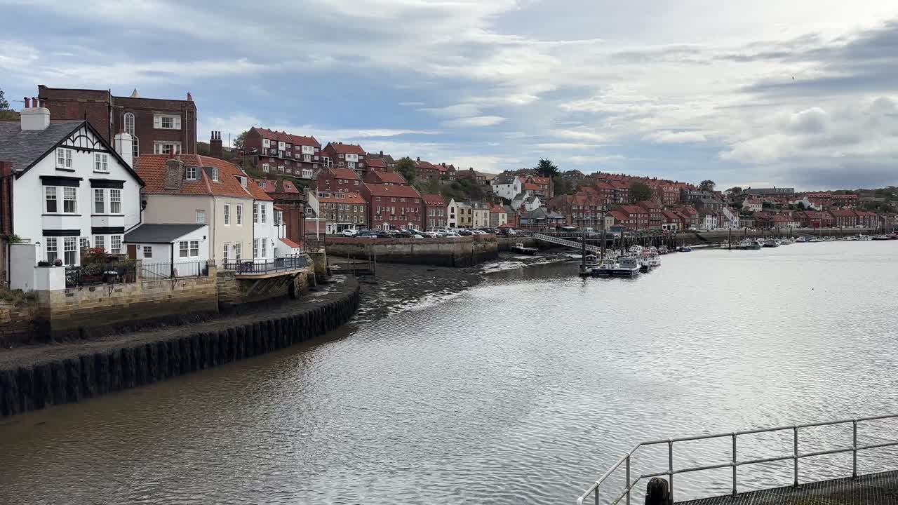 Whitby seaside british english city uk north yorkshire river esk abbey uk historic harbour port town england