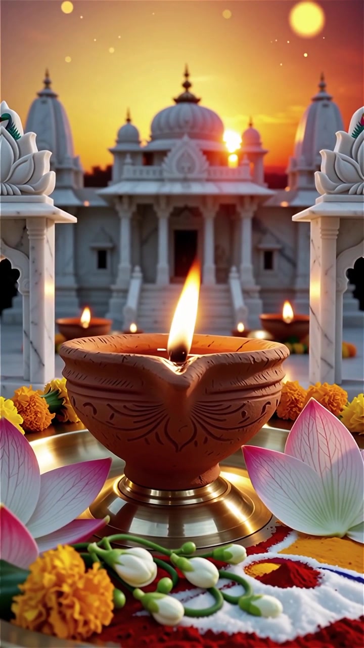 Diwali Festival Background with Lanterns and Traditional Diyas Decorations