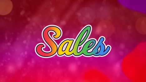 animación de la palabra ventas en letras coloridas en un fondo de lámpara de lava roja y rosa