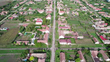 drone flying over small romanian village called cenei