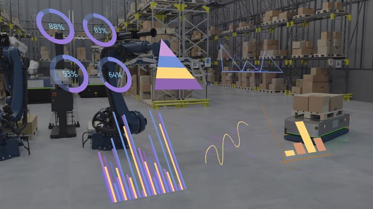 Animation of statistics and financial data processing over warehouse