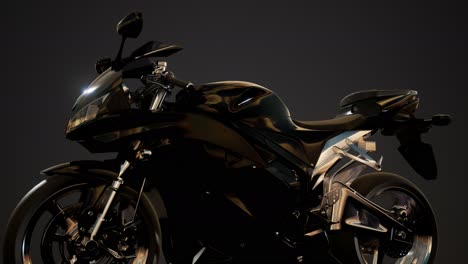 Moto-Sport-Bike-En-Estudio-Oscuro-Con-Luces-Brillantes