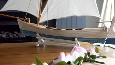 shot of a miniature sailboat, yacht model