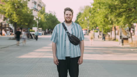 man in a city street