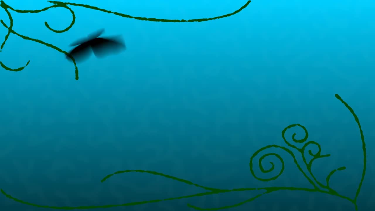 나비와 나무 가지 파란색