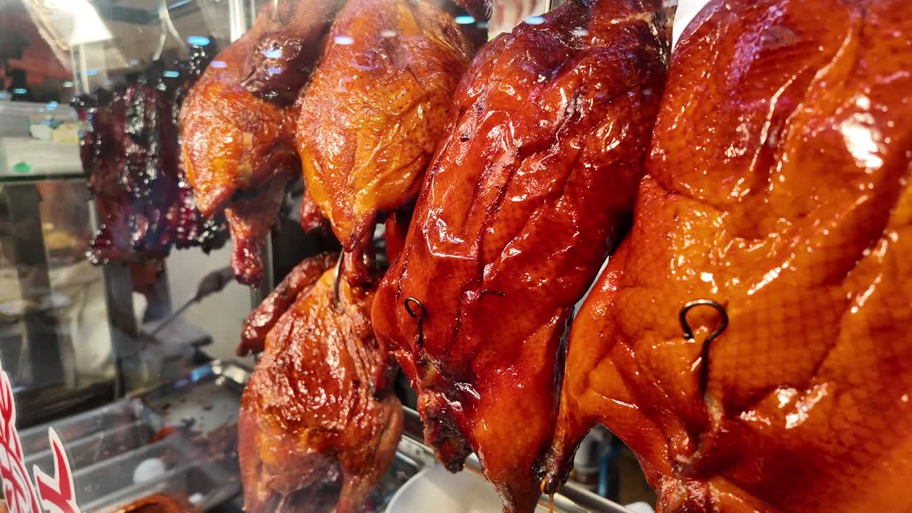 Roasted Ducks in a Restaurant Display